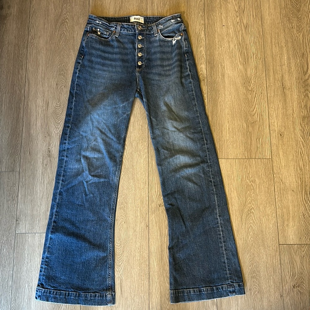 PAIGE LEENAH Wide Leg Button Fly Jeans